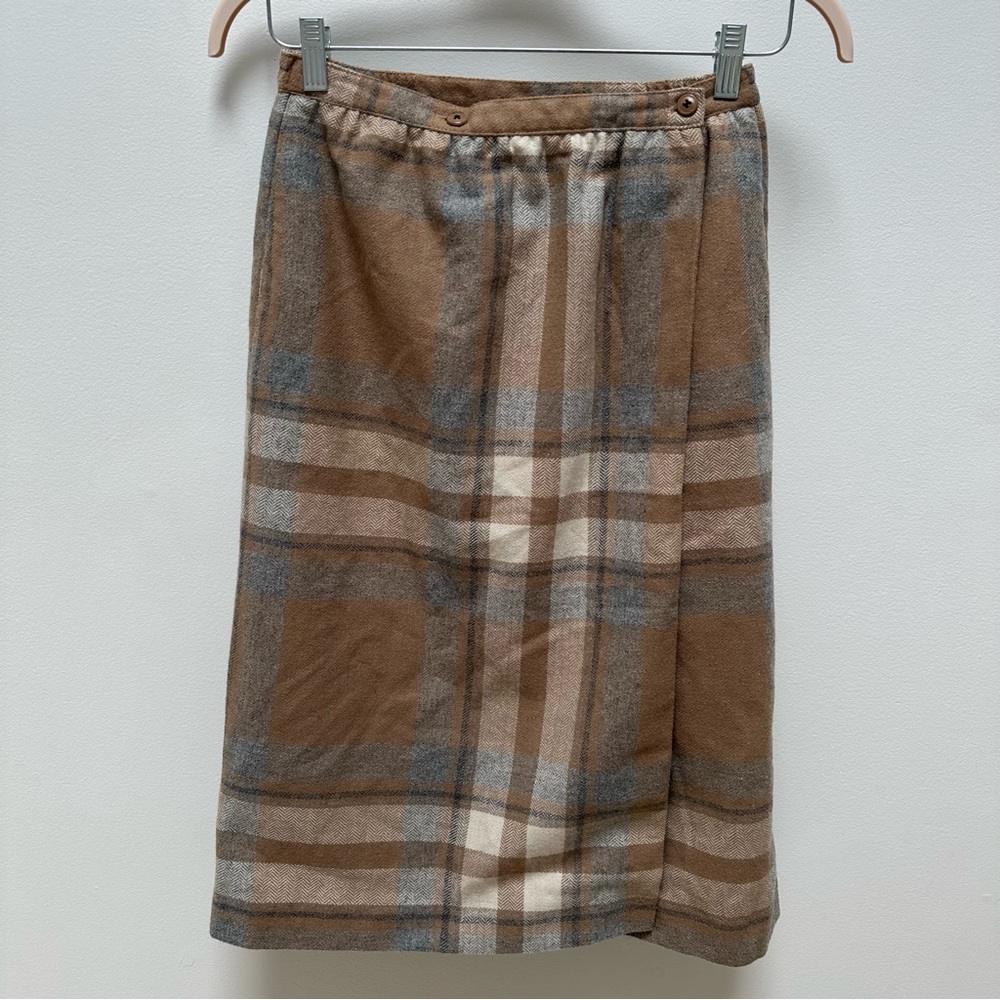VINTAGE Brown and Gray Plaid Pencil Skirt